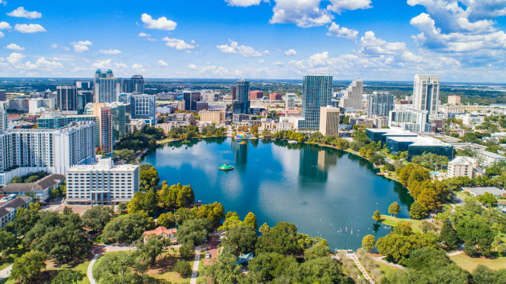 Orlando, Florida, Downtown Drone Aerial